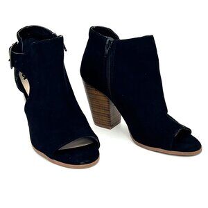 Fergalicious By Fergie Revenge Black Peep-Toe Block Heels Womens 8.5M Zippered
